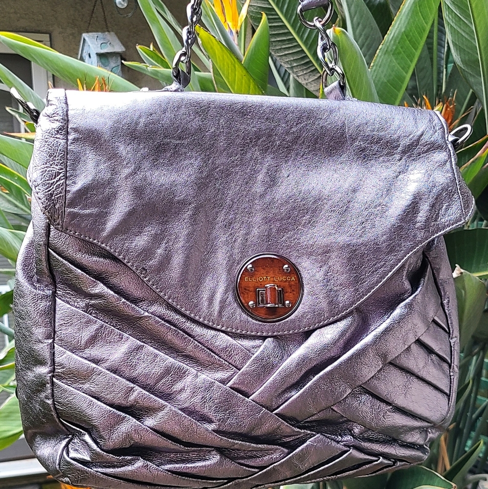 Elliott Lucca Metallic Silver Leather Purse